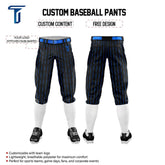 Custom Black Blue Pinestripe Stretch Practice Knickers Baseball Pants